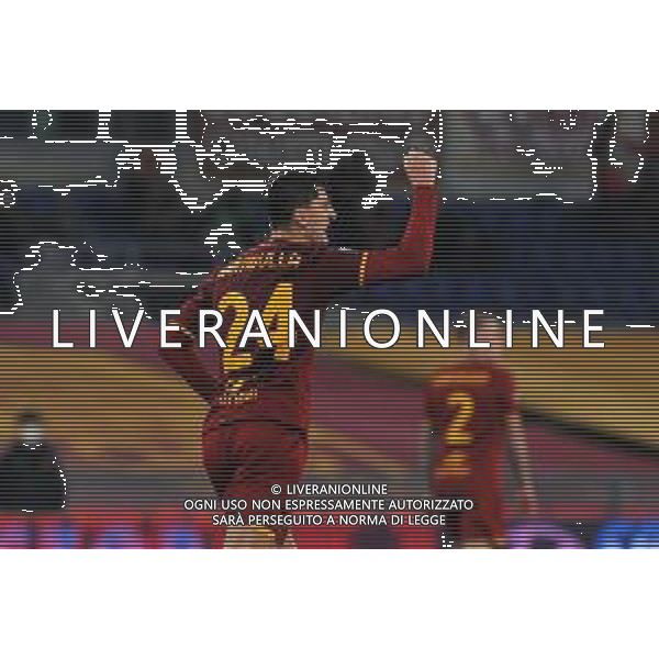 Roma vs Lecce Coppa Italia - Ottavi di finale Stadio Olimpico - Roma 20-01-2022 nella foto Esultanza Kumbulla dopo il gol ©Federico Gaetano/AGENZIA ALDO LIVERANI SAS