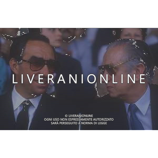 RETROSPETTIVA FRANCO CARRARO DIRIGENTE SPORTIVO E POLITICO NELLA FOTO FRANCO CARRARO NELL\'ANNO 1984 CON JUAN ANTONIO SAMARANCH AG ALDO LIVERANI SAS 