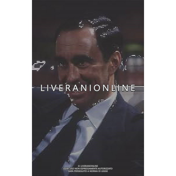 RETROSPETTIVA FRANCO CARRARO DIRIGENTE SPORTIVO E POLITICO NELLA FOTO FRANCO CARRARO NELL\'ANNO 1984 A MILANO NELLA TRASMISSIONE “TEST“ AG ALDO LIVERANI SAS 