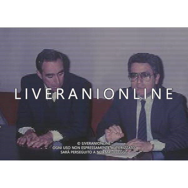 RETROSPETTIVA FRANCO CARRARO DIRIGENTE SPORTIVO E POLITICO NELLA FOTO FRANCO CARRARO NELL\'ANNO 1986 A MILANO CON ANTONIO MATARRESE AG ALDO LIVERANI SAS 