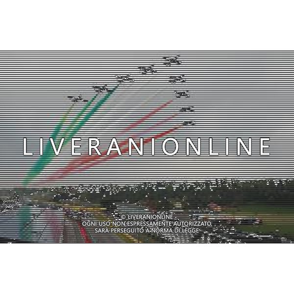 IMOLA 18 04 2021 FRECCE TRICOLORI VOLANO SOPRA L\'AUTODROMO ENZO E DINO FERRARI PRIMA DELLA PARTENZA DEL GP FORMULA 1 IMOLA ©SANNA/AGENZIA ALDO LIVERANI SAS