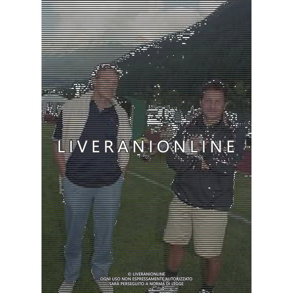 1998 VAL DI FASSA- RITIRO VENEZIA CALCIO NELLA FOTO MAURIZIO ZAMPARINI PRESIDENTE VENEZIA CALCIO CON WALTER NOVELLINO AG ALDO LIVERANI SAS