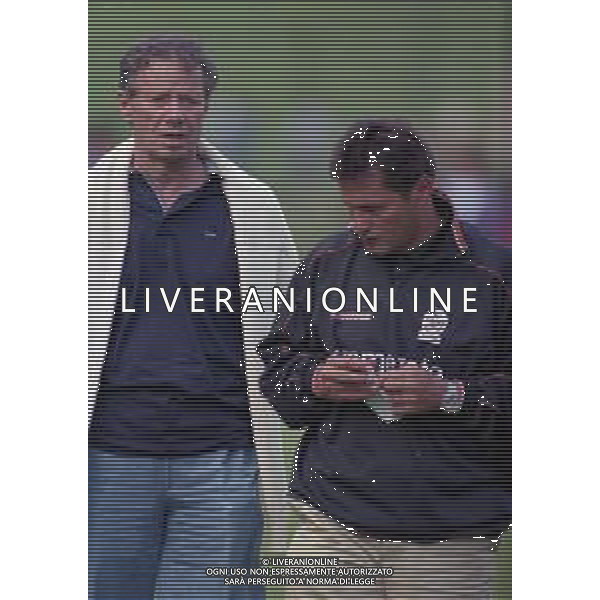 1998 VAL DI FASSA- RITIRO VENEZIA CALCIO NELLA FOTO MAURIZIO ZAMPARINI PRESIDENTE VENEZIA CALCIO CON WALTER NOVELLINO AG ALDO LIVERANI SAS
