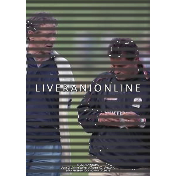 1998 VAL DI FASSA- RITIRO VENEZIA CALCIO NELLA FOTO MAURIZIO ZAMPARINI PRESIDENTE VENEZIA CALCIO CON WALTER NOVELLINO AG ALDO LIVERANI SAS