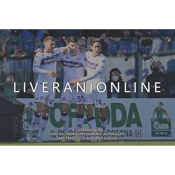 23-1-2022. Cagliari Calcio - ACF Fiorentina. 23° giornata, Serie A 2021-2022. Italia, Sardegna, Cagliari, Stadio Unipol Domus. Salvatore Moi/Aldo Liverani s.a.s. Nella foto: Gol ed esultanza Fiorentina, in trasferta contro Cagliari. Segna: Riccardo Sottil Fiorentina ©MOI/AGENZIA ALDO LIVERANI SAS