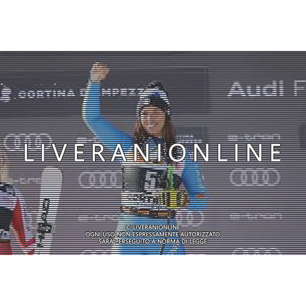 Luca Tedeschi/LMedia - 2022 FIS Ski World Cup - Women Super Giant - alpine ski race January 23 2022 - Olympia slope Cortina Ampezzo, Italy 2022 FIS Ski World Cup - Women Super Giant Photo showing: Elena Curtoni (ITA) @Luca Tedeschi/LiveMedia AG ALDO LIVERANI SAS