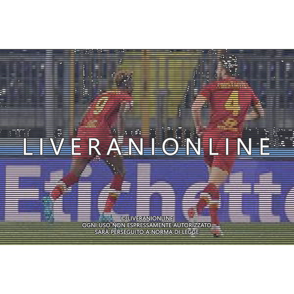 Lisa Guglielmi/LMedia - Empoli FC vs AS Roma - italian soccer Serie A match 2021/2022 January 23 2022 - Carlo Castellani stadium Empoli, Italy Empoli FC vs AS Roma Photo showing: Tammy Abraham (Roma) celebrates after scoring a goal - esultanza dopo il gol @Lisa Guglielmi/LiveMedia /AGENZIA ALDO LIVERANI SAS