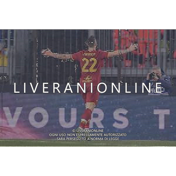 Lisa Guglielmi/LMedia - Empoli FC vs AS Roma - italian soccer Serie A match 2021/2022 January 23 2022 - Carlo Castellani stadium Empoli, Italy Empoli FC vs AS Roma Photo showing: Nicolo Zaniolo (Roma) celebrates after scoring a goal - esultanza dopo il gol @Lisa Guglielmi/LiveMedia/AGENZIA ALDO LIVERANI SAS