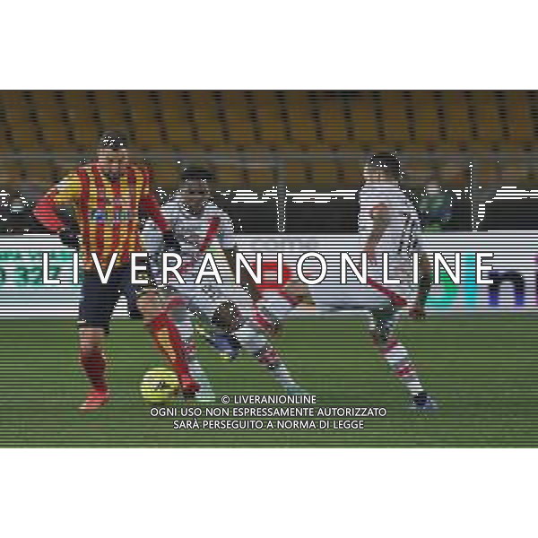 Emmanuele Mastrodonato/LMedia - US Lecce vs US Cremonese - Italian soccer Serie B match 2021/2022 January 23 2022 - Stadio Via del Mare Lecce, Italy US Lecce vs US Cremonese Photo showing: Massimo Coda (US Lecce) and CALEB OKOLI (US Cremonese) @Emmanuele Mastrodonato/LiveMedia /AGENZIA ALDO LIVERANI SAS