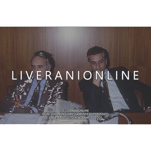RETROSPETTIVA UGO FINETTI POLITICO NELLA FOTO UGO FINETTI A MILANO NELL\'ANNO 1989 CON TACCONI AG ALDO LIVERANI SAS