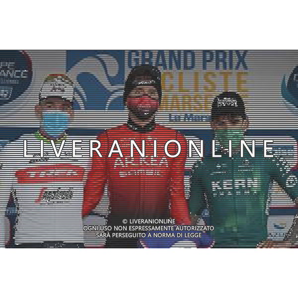 30-01-2022 Gp Ouverture La Marseillaise; 2022, Arkea - Samsic; 2022, Trek - Segafredo; 2022, Kern Pharma; Capiot, Amaury; Pedersen, Mads; Galvan Fernandez, Francisco; Marseille; ©SIROTTI/AGENZIA ALDO LIVERANI SAS