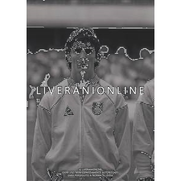RETROSPETTIVA PAOLO ROSSI CALCIATORE NELLA FOTO PAOLO ROSSI CON LA MAGLIA DELLA NAZIONALE ITALIANA NELL\'ANNO 1982 AG ALDO LIVERANI SAS