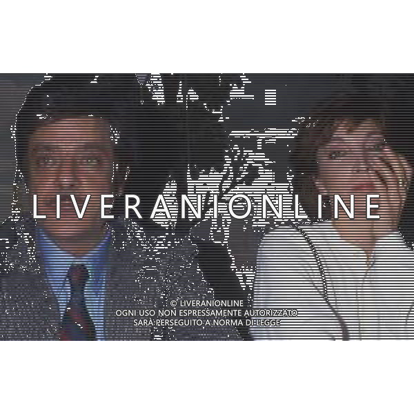 RETROSPETTIVA GIANCARLO GIANNINI ATTORE NELLA FOTO GIANCARLO GIANNINI CON MARIANGELA MELATO NELL\'ANNO 1982 A MILANO TERRAZZA MARTINI AG ALDO LIVERANI SAS