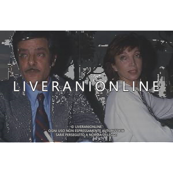 RETROSPETTIVA GIANCARLO GIANNINI ATTORE NELLA FOTO GIANCARLO GIANNINI CON MARIANGELA MELATO NELL\'ANNO 1982 A MILANO TERRAZZA MARTINI AG ALDO LIVERANI SAS
