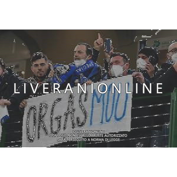 striscioni dei tifosi inter per Jose\' Mourinho Inter vs Roma Coppa Italia Frecciarossa - quarti di finale Milano 08-02-2022 Stadio Giuseppe Meazza - San Siro foto Roberto Garavaglia/ag. Aldo Liverani sas /AGENZIA ALDO LIVERANI SAS