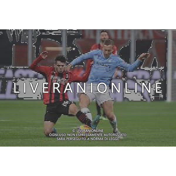 Brahim Diza (Milan) e Lucas Leiva (Lazio) Milan vs Lazio Coppa Italia Frecciarossa - quarti di finale Milano 09-02-2022 Stadio Giuseppe Meazza - San Siro foto Roberto Garavaglia/ag. Aldo Liverani sas /AGENZIA ALDO LIVERANI SAS
