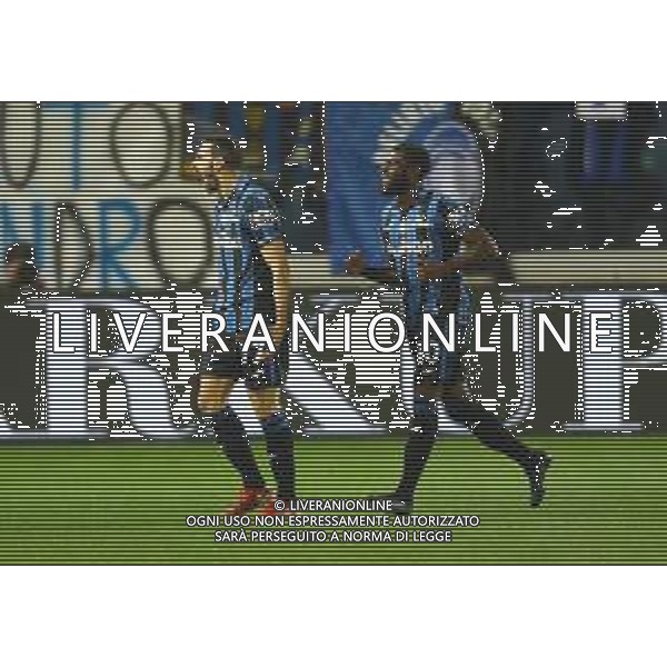 Atalanta-Fiorentina Coppa Italia Frecciarossa 2021/2022 Quarti di finale Bergamo, 10 Febbraio 2022 Nella foto: Davide Zappacosta esulta dopo il gol dell\'1-1 con Jeremie Boga Ph. Soli - Ag. Aldo Liverani/AGENZIA ALDO LIVERANI SAS