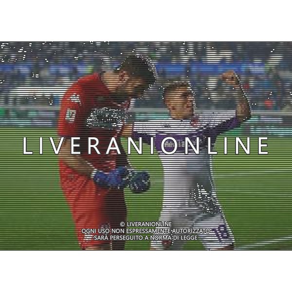 Atalanta-Fiorentina Coppa Italia Frecciarossa 2021/2022 Quarti di finale Bergamo, 10 Febbraio 2022 Nella foto: i giocatori della Fiorentina esultano a fine gara Ph. Soli - Ag. Aldo Liverani/AGENZIA ALDO LIVERANI SAS