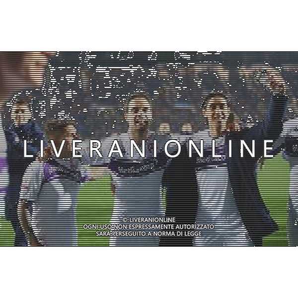Atalanta-Fiorentina Coppa Italia Frecciarossa 2021/2022 Quarti di finale Bergamo, 10 Febbraio 2022 Nella foto: i giocatori della Fiorentina esultano a fine gara Ph. Soli - Ag. Aldo Liverani/AGENZIA ALDO LIVERANI SAS