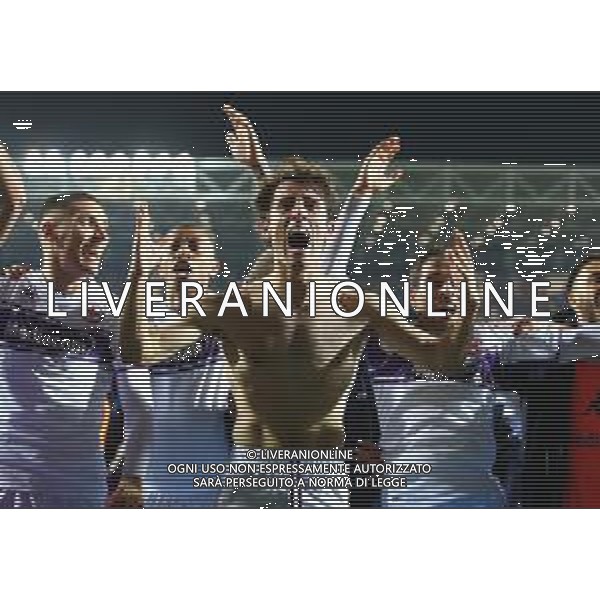 Atalanta-Fiorentina Coppa Italia Frecciarossa 2021/2022 Quarti di finale Bergamo, 10 Febbraio 2022 Nella foto: i giocatori della Fiorentina esultano a fine gara Ph. Soli - Ag. Aldo Liverani/AGENZIA ALDO LIVERANI SAS
