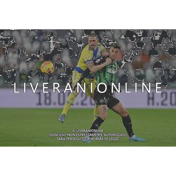 Torino 10.02.2022 Stadio Allianz Stadium ©Alessandro Falzone/Agenzia Aldo Liverani Juventus vs Sassuolo Coppa Italia Frecciarossa 2021/2022 Nella foto : Leonardo Bonucci-Gianluca Scamacca
