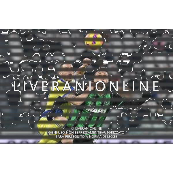 Torino 10.02.2022 Stadio Allianz Stadium ©Alessandro Falzone/Agenzia Aldo Liverani Juventus vs Sassuolo Coppa Italia Frecciarossa 2021/2022 Nella foto : Leonardo Bonucci-Gianluca Scamacca