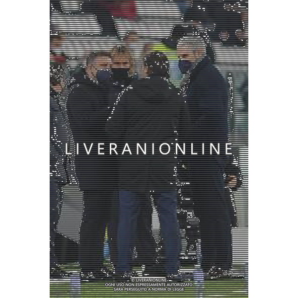 Torino 10.02.2022 Stadio Allianz Stadium ©Alessandro Falzone/Agenzia Aldo Liverani Juventus vs Sassuolo Coppa Italia Frecciarossa 2021/2022 Nella foto : Giovanni Rossi (ds Sassuolo)Federico Cherubini (ds Juventus)Maurizio Arrivabene e Pavel Nedved