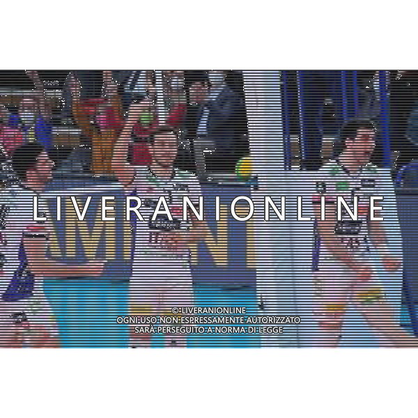 Lorena Bonapace/LMedia - Itas Trentino vs Sir Sicoma Monini Perugia - CEV Champions League volleyball match 2021/2022 February 10 2022 - BLM Group Arena Trento, Italy Itas Trentino vs Sir Sicoma Monini Perugia Photo showing: Oreste Cavuto Daniele Lavia (Trentino Itas) @Lorena Bonapace/LiveMedia /AGENZIA ALDO LIVERANI SAS ￼￼￼￼￼￼￼