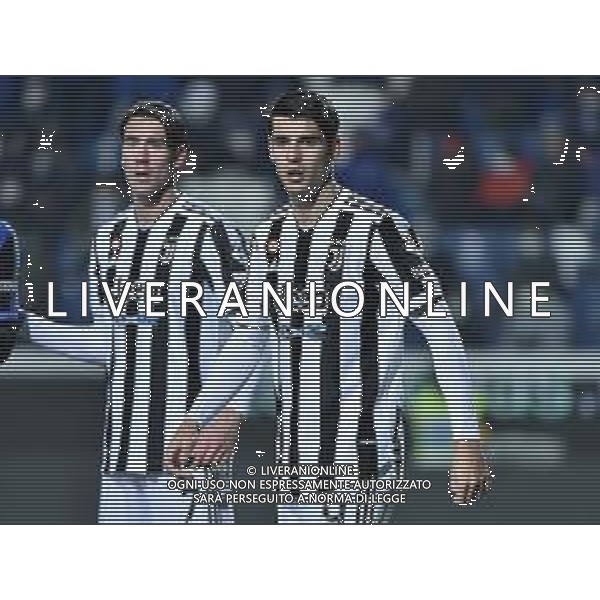Alvaro Morata (Juventus) e sulla SX Dusan Vlahovic (Juventus) Atalanta vs Juventus Campionato Serie A TIM - 25a giornata Bergamo 13-02-2022 Gewiss Stadium - Stadio Atleti Azzurri d\'Italia foto Roberto Garavaglia/ag. Aldo Liverani sas/AGENZIA ALDO LIVERANI SAS