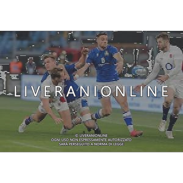 Luigi Mariani/LMedia - 2022 Six Nations - Italy vs England - Rugby Six Nations match February 13 2022 - Olimpico stadium Rome, Italy 2022 Six Nations - Italy vs England Photo showing: Max Malins (England) @Luigi Mariani/LiveMedia /AGENZIA ALDO LIVERANI SAS