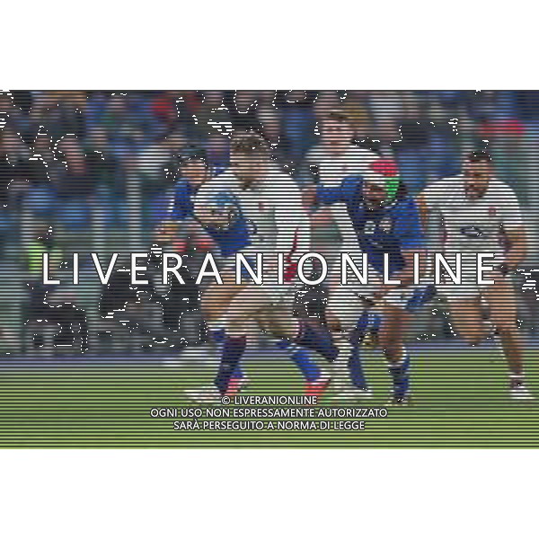 Luigi Mariani/LMedia - 2022 Six Nations - Italy vs England - Rugby Six Nations match February 13 2022 - Olimpico stadium Rome, Italy 2022 Six Nations - Italy vs England Photo showing: Elliot Daly (England) @Luigi Mariani/LiveMedia /AGENZIA ALDO LIVERANI SAS