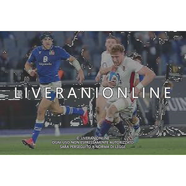 Luigi Mariani/LMedia - 2022 Six Nations - Italy vs England - Rugby Six Nations match February 13 2022 - Olimpico stadium Rome, Italy 2022 Six Nations - Italy vs England Photo showing: Ollie Chessum (England) @Luigi Mariani/LiveMedia /AGENZIA ALDO LIVERANI SAS