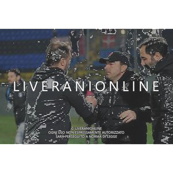 Gabriele Masotti/LMedia - AC Pisa vs LR Vicenza - Italian soccer Serie B match 2021/2022 February 15 2022 - Arena Garibaldi Pisa, Italy AC Pisa vs LR Vicenza Photo showing: Head coach of Pisa Luca D\'Angelo greets Head coach of Vicenza Cristian Brocchi @Gabriele Masotti/LiveMedia /AGENZIA ALDO LIVERANI SAS