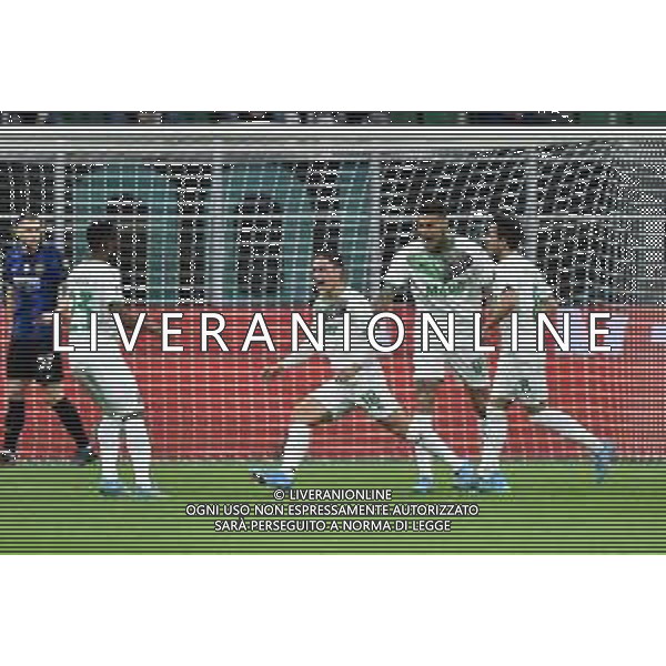 Giacomo Raspadori (Sassuolo) esulta dopo il gol dell\'1 a 0 Inter vs Sassuolo Campionato Serie A TIM - 26a giornata Milano 20-02-2022 Stadio Giuseppe Meazza - San Siro foto Roberto Garavaglia/ag. Aldo Liverani sas/AGENZIA ALDO LIVERANI SAS