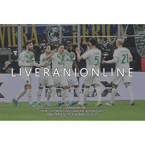 esultanza Sassuolo dopo il gol dell\'1 a 0 Giacomo Raspadori Inter vs Sassuolo Campionato Serie A TIM - 26a giornata Milano 20-02-2022 Stadio Giuseppe Meazza - San Siro foto Roberto Garavaglia/ag. Aldo Liverani sas/AGENZIA ALDO LIVERANI SAS