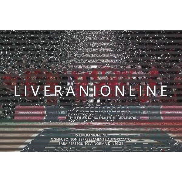 PESARO - Legabasket Frecciarossa Finaleight 2022 - Finale di Coppa Italia Olimpia Milano - Bertram Derthona Tortona 20/02/2022 nella foto: festeggiamenti Olimpia Milano per la vittoria della coppa italia ©Claudio Zamagni/Agenzia Aldo Liverani