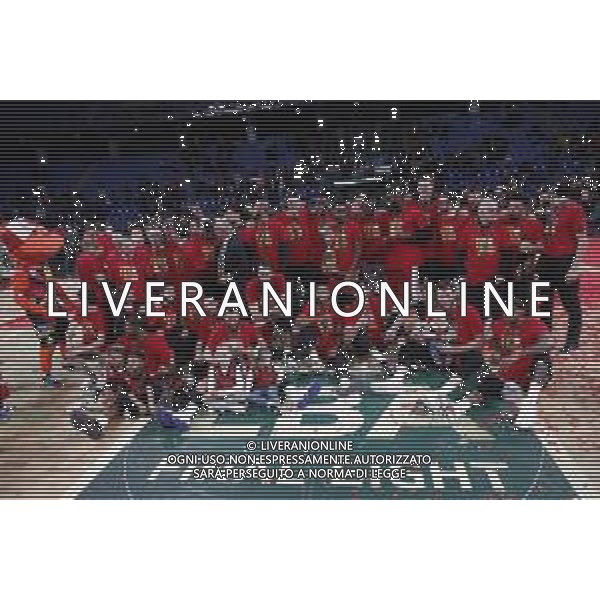 PESARO - Legabasket Frecciarossa Finaleight 2022 - Finale di Coppa Italia Olimpia Milano - Bertram Derthona Tortona 20/02/2022 nella foto: festeggiamenti Olimpia Milano per la vittoria della coppa italia ©Claudio Zamagni/Agenzia Aldo Liverani