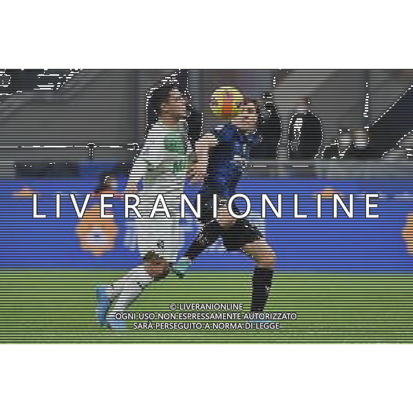 Giacomo Raspadori (Sassuolo) SX e Nicolo\' Barella (Inter) DX Inter vs Sassuolo Campionato Serie A TIM - 26a giornata Milano 20-02-2022 Stadio Giuseppe Meazza - San Siro foto Roberto Garavaglia/ag. Aldo Liverani sas