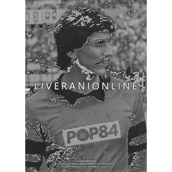 RETROSPETTIVA FABIO BRINI CALCIATORE NELLA FOTO FABIO BRINI CON LAMAGLIA DELL\'ASCOLI CALCIO AG ALDO LIVERANI SAS