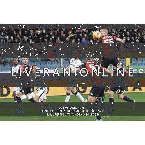 Danilo Vigo/LMedia - Genoa CFC vs Inter - FC Internazionale - italian soccer Serie A match 2021/2022 February 25 2022 - Luigi Ferraris stadium Genova, Italy Genoa CFC vs Inter - FC Internazionale Photo showing: Nikola Maksimovic (Genoa) - Leo Skiri ostigard (Genoa) @Danilo Vigo/LiveMedia /AGENZIA ALDO LIVERANI SAS