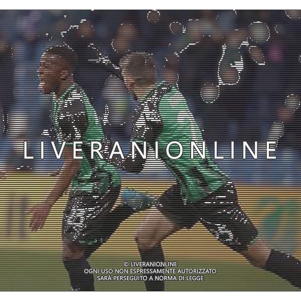 SASSUOLO - FIORENTINA CAMPIONATO CALCIO SERIE A TIM 26.02.2022 NELLA FOTO ESULTANZA DOPO IL GOL DI HAMED JUNIOR TRAORE\' CON DOMENICO BERARDI ©SANTANDREA/AGENZIA ALDO LIVERANI SAS