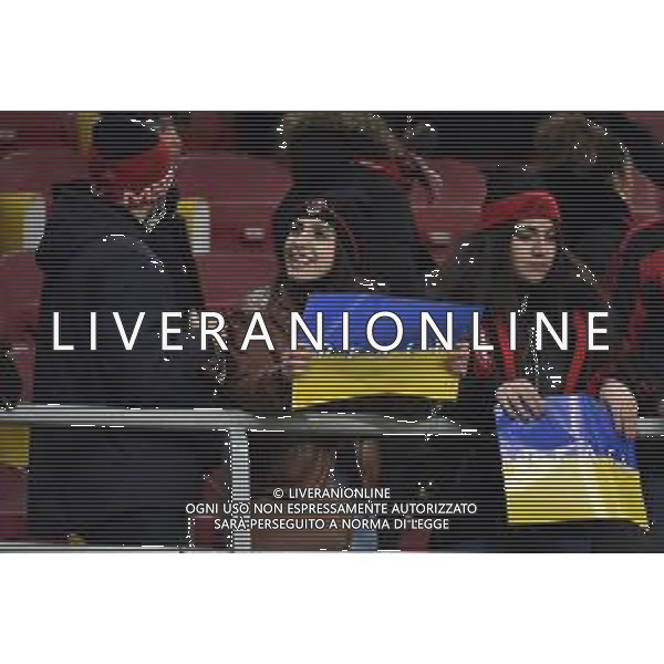 messaggio di pace a San Siro - tifosi contro la guerra in ucraina Milan vs Inter Coppa Italia Frecciarossa - semifinale gara di andata Milano 01-03-2022 Stadio Giuseppe Meazza - San Siro foto Roberto Garavaglia/ag. Aldo Liverani sas /AGENZIA ALDO LIVERANI SAS
