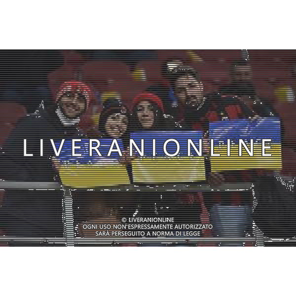 messaggio di pace a San Siro - tifosi contro la guerra in ucraina Milan vs Inter Coppa Italia Frecciarossa - semifinale gara di andata Milano 01-03-2022 Stadio Giuseppe Meazza - San Siro foto Roberto Garavaglia/ag. Aldo Liverani sas /AGENZIA ALDO LIVERANI SAS