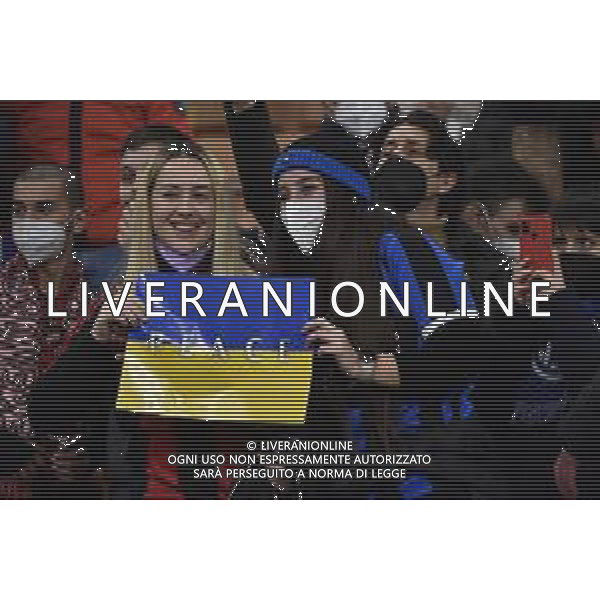 messaggio di pace a San Siro - tifosi contro la guerra in ucraina Milan vs Inter Coppa Italia Frecciarossa - semifinale gara di andata Milano 01-03-2022 Stadio Giuseppe Meazza - San Siro foto Roberto Garavaglia/ag. Aldo Liverani sas /AGENZIA ALDO LIVERANI SAS