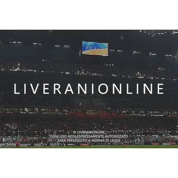 messaggio di pace a San Siro contro la guerra in ucraina Milan vs Inter Coppa Italia Frecciarossa - semifinale gara di andata Milano 01-03-2022 Stadio Giuseppe Meazza - San Siro foto Roberto Garavaglia/ag. Aldo Liverani sas /AGENZIA ALDO LIVERANI SAS