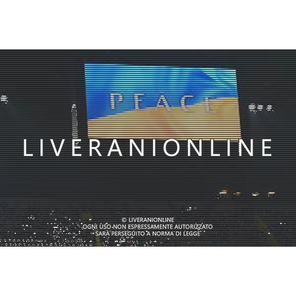 messaggio di pace a San Siro contro la guerra in ucraina Milan vs Inter Coppa Italia Frecciarossa - semifinale gara di andata Milano 01-03-2022 Stadio Giuseppe Meazza - San Siro foto Roberto Garavaglia/ag. Aldo Liverani sas /AGENZIA ALDO LIVERANI SAS
