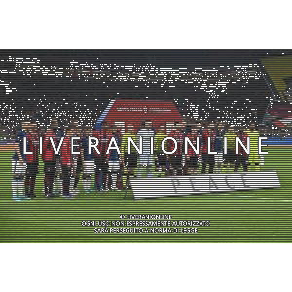 messaggio di pace a San Siro contro la guerra in ucraina Milan vs Inter Coppa Italia Frecciarossa - semifinale gara di andata Milano 01-03-2022 Stadio Giuseppe Meazza - San Siro foto Roberto Garavaglia/ag. Aldo Liverani sas /AGENZIA ALDO LIVERANI SAS