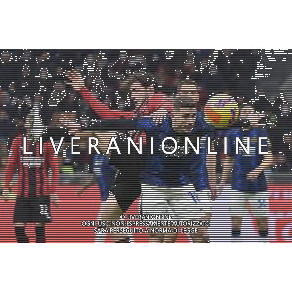 Robin Gosens (Inter) e Davide Calabria (Milan) Milan vs Inter Coppa Italia Frecciarossa - semifinale gara di andata Milano 01-03-2022 Stadio Giuseppe Meazza - San Siro foto Roberto Garavaglia/ag. Aldo Liverani sas
