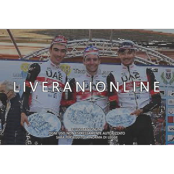 02-03-2022 Trofeo Laigueglia; 2022, Uae Emirates; Polanc, Jan; Ayuso, Juan; Covi, Alessandro; Laigueglia; ©SIROTTI/AGENZIA ALDO LIVERANI SAS
