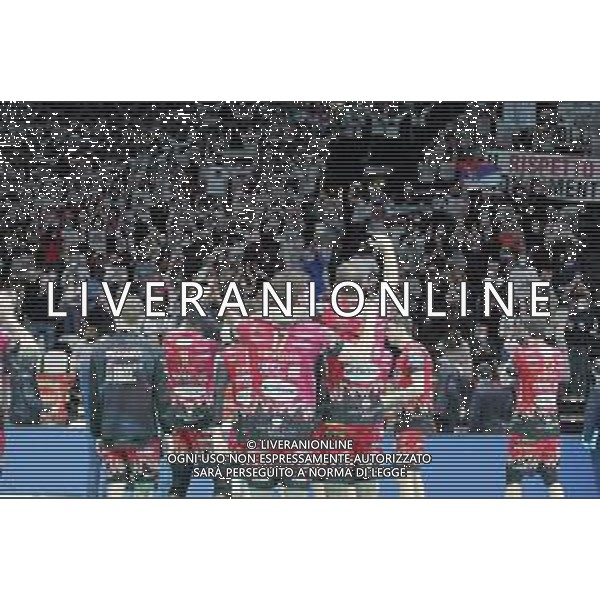 BOLOGNA UNIPOL ARENA 05 03 2022 COPPA ITALIA PALLAVOLO MASCHILE PERUGIA - PIACENZA VOLLEY NELLA FOTO ESULTANZA PERUGIA A FINE PARTITA CON I SUOI TIFOSI ©SANNA/AGENZIA ALDO LIVERANI SAS